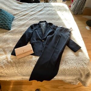 Navy blue summer pants suit by Emily